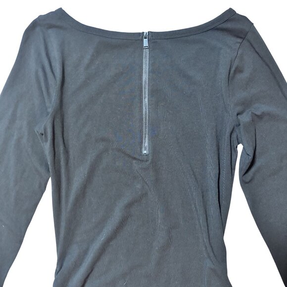 Express L Long Sleeve Black Maxi Dress With Side Ruching Goth Whimsigoth - Picture 5 of 10